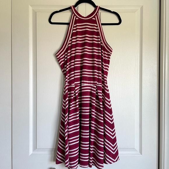 Women’s Copper Key High Neck Skater Dress - Red/White Stripe in Large - Picture 5 of 11